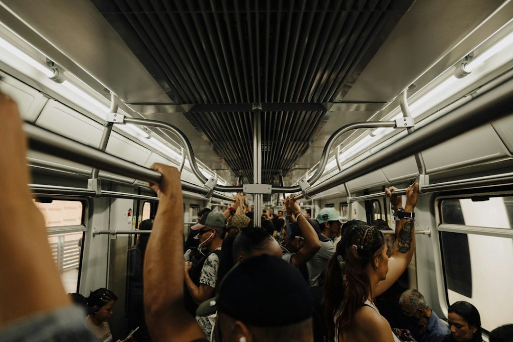 People riding the Metro in Medellín