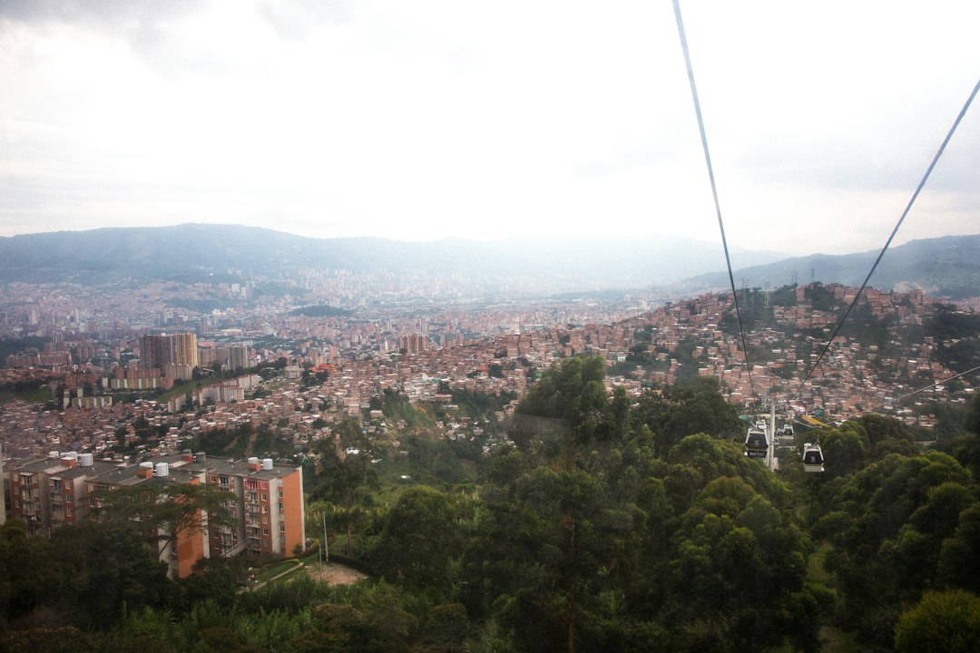 Metrocable cable car over Medellín, part of the city's Metro system