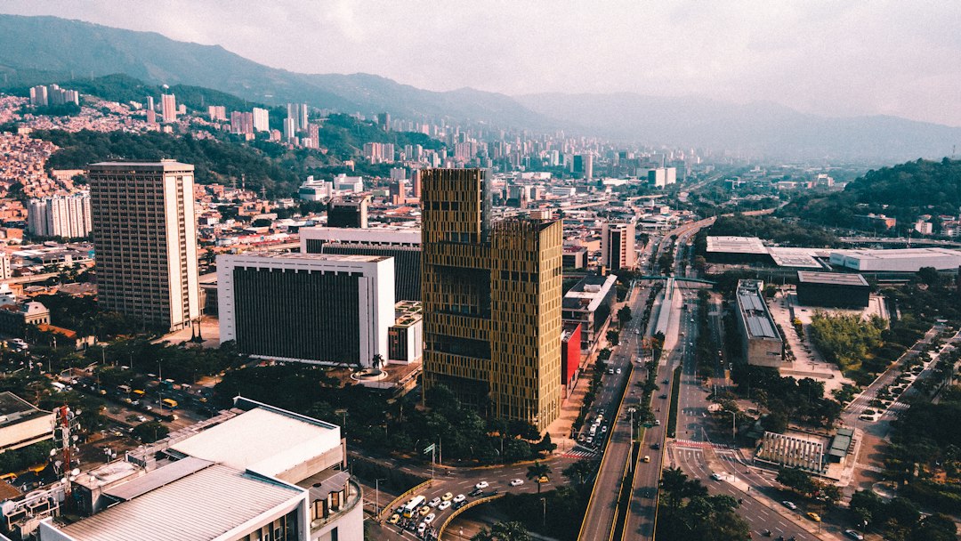 Aerial view of a main avenue in Medellín, Colombia